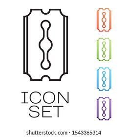 Black line Blade razor icon isolated on white background. Set icons colorful. Vector Illustration