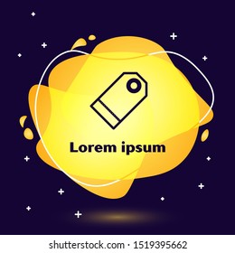 Black line Blank label template price tag icon isolated on dark blue background. Empty shopping discount sticker. Template discount banner. Abstract banner with liquid shapes. Vector Illustration