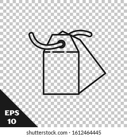 Black line Blank label template price tag icon isolated on transparent background. Empty shopping discount sticker. Template discount banner.  Vector Illustration