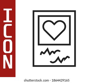 Línea negra Marcos de fotos e icono de corazones aislados en fondo blanco. Símbolo de San Valentín.  Vector