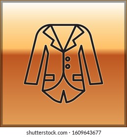 Black line Blazer or jacket icon isolated on gold background.  Vector Illustration