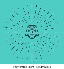Black line Blazer or jacket icon isolated on green background. Abstract circle random dots. Vector Illustration