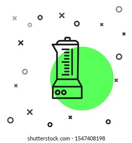 Black line Blender icon isolated on white background. Kitchen electric stationary blender with bowl. Cooking smoothies, cocktail or juice.  Vector Illustration