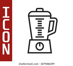 Black line Blender icon isolated on white background. Kitchen electric stationary blender with bowl. Cooking smoothies, cocktail or juice.  Vector