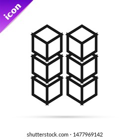 Black line Blockchain technology icon isolated on white background. Cryptocurrency data. Abstract geometric block chain network technology business.  Vector Illustration