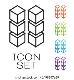 Black line Blockchain technology icon isolated on white background. Cryptocurrency data. Abstract geometric block chain network technology business. Set icons colorful. Vector Illustration