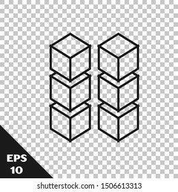 Black line Blockchain technology icon isolated on transparent background. Cryptocurrency data. Abstract geometric block chain network technology business.  Vector Illustration