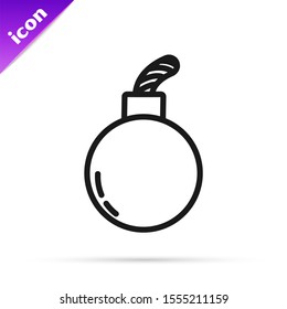 Black line Bomb ready to explode icon isolated on white background.  Vector Illustration