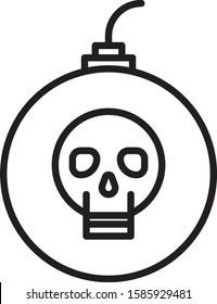 Black line Bomb ready to explode icon isolated on white background. Happy Halloween party.  Vector Illustration