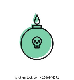 Black line Bomb ready to explode icon isolated on white background.  Vector Illustration
