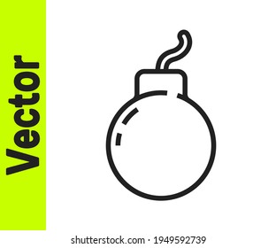 Black line Bomb ready to explode icon isolated on white background.  Vector