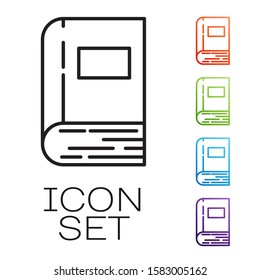 Black line Book icon isolated on white background. Set icons colorful. Vector Illustration