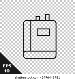Icono de libro de línea negra aislado sobre fondo transparente.  Vector