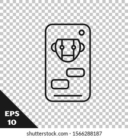 Black line Bot icon isolated on transparent background. Robot icon.  Vector Illustration