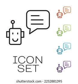 Black line Bot icon isolated on white background. Robot icon. Set icons colorful. Vector