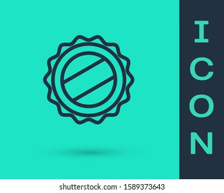 Black line Bottle cap icon isolated on green background.  Vector Illustration