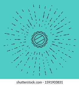 Black line Bottle cap icon isolated on green background. Abstract circle random dots. Vector Illustration