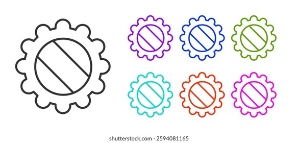 Black line Bottle cap icon isolated on white background. Set icons colorful. Vector Illustration