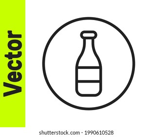 Icono de botella de línea negra aislado en fondo blanco.  Vector