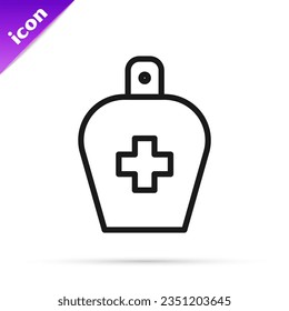 Black line Bottle of liquid antibacterial soap with dispenser icon isolated on white background. Antiseptic. Disinfection, hygiene, skin care.  Vector Illustration