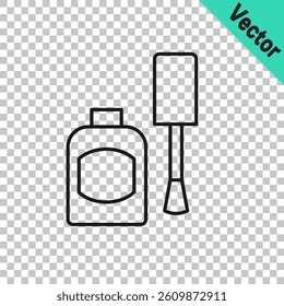 Black line Bottle of nail polish icon isolated on transparent background.  Vector