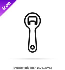 Black line Bottle opener icon isolated on white background.  Vector Illustration