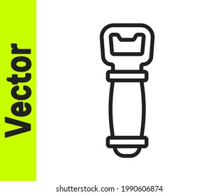 Black line Bottle opener icon isolated on white background.  Vector