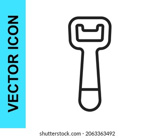 Black line Bottle opener icon isolated on white background.  Vector