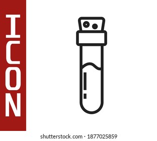 Black line Bottle with potion icon isolated on white background. Flask with magic potion. Happy Halloween party.  Vector