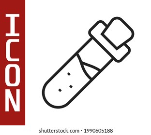 Black line Bottle with potion icon isolated on white background. Flask with magic potion. Happy Halloween party.  Vector