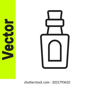 Black line Bottle with potion icon isolated on white background. Flask with magic potion. Happy Halloween party.  Vector