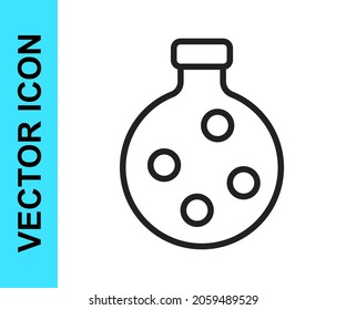 Black line Bottle with potion icon isolated on white background. Flask with magic potion. Happy Halloween party.  Vector