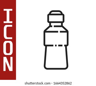 Black line Bottle of water icon isolated on white background. Soda aqua drink sign.  Vector Illustration