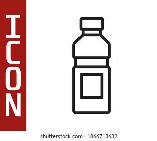 Black line Bottle of water icon isolated on white background. Soda aqua drink sign.  Vector