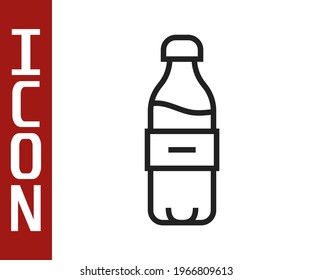 Black line Bottle of water icon isolated on white background. Soda aqua drink sign.  Vector