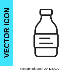 Black line Bottle of water icon isolated on white background. Soda aqua drink sign.  Vector