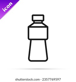 Black line Bottle of water icon isolated on white background. Soda aqua drink sign.  Vector