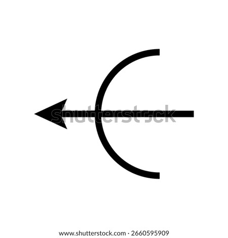 Black line bow arrow archer icon flat vector design