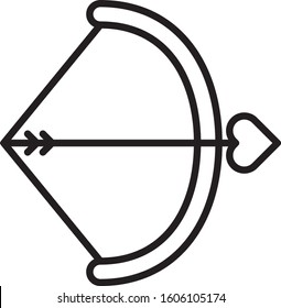 Black line Bow and arrow icon isolated on white background. Cupid symbol. Love sign. Valentines day concept.  Vector Illustration