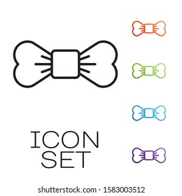 Black line Bow tie icon isolated on white background. Set icons colorful. Vector Illustration