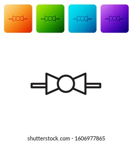 Black line Bow tie icon isolated on white background. Set icons in color square buttons. Vector Illustration