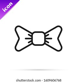 Black line Bow tie icon isolated on white background.  Vector Illustration