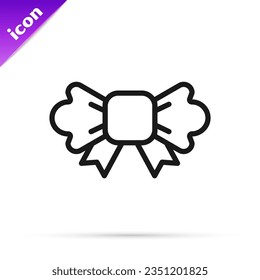 Black line Bow tie icon isolated on white background.  Vector