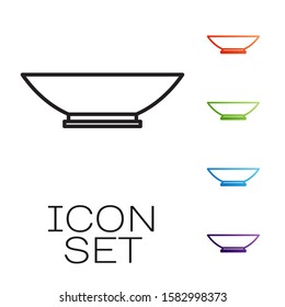 Black line Bowl icon isolated on white background. Set icons colorful. Vector Illustration