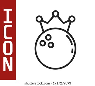 Black line Bowling ball icon isolated on white background. Sport equipment.  Vector