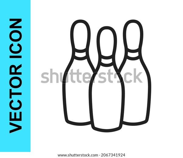 Black line Bowling pin icon\
isolated on white background. Juggling clubs, circus skittles. \
Vector