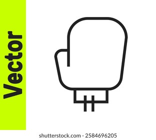 Black line Boxing glove icon isolated on white background.  Vector Illustration