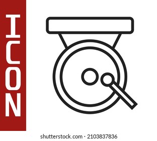 Black Line Boxing Gong Icon Isolated On White Background. Boxing Bell.  Vector