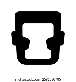 Black Line of Boxing Head Guard Icon Isolated Vector illustration