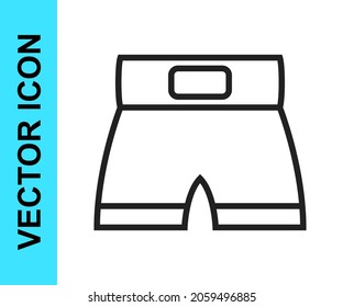 Black line Boxing short icon isolated on white background.  Vector